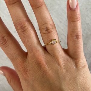 Mini peach ring with two small CZ Diamond